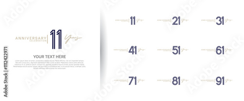 logo anniversary set. black and gold color on white background for special event photo