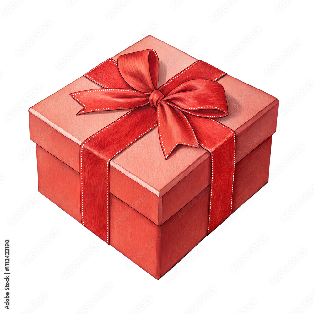 Fototapeta premium 3d render red gift box isolated on transparent background cutout