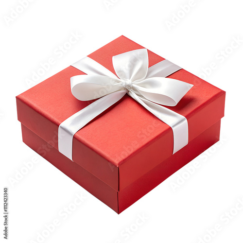 3d render red gift box isolated on transparent background cutout