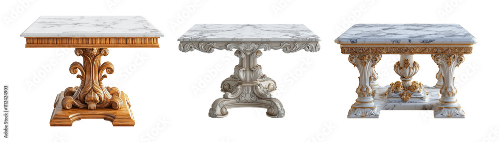 Fototapeta premium Elegant Decorative Tables on Transparent Background