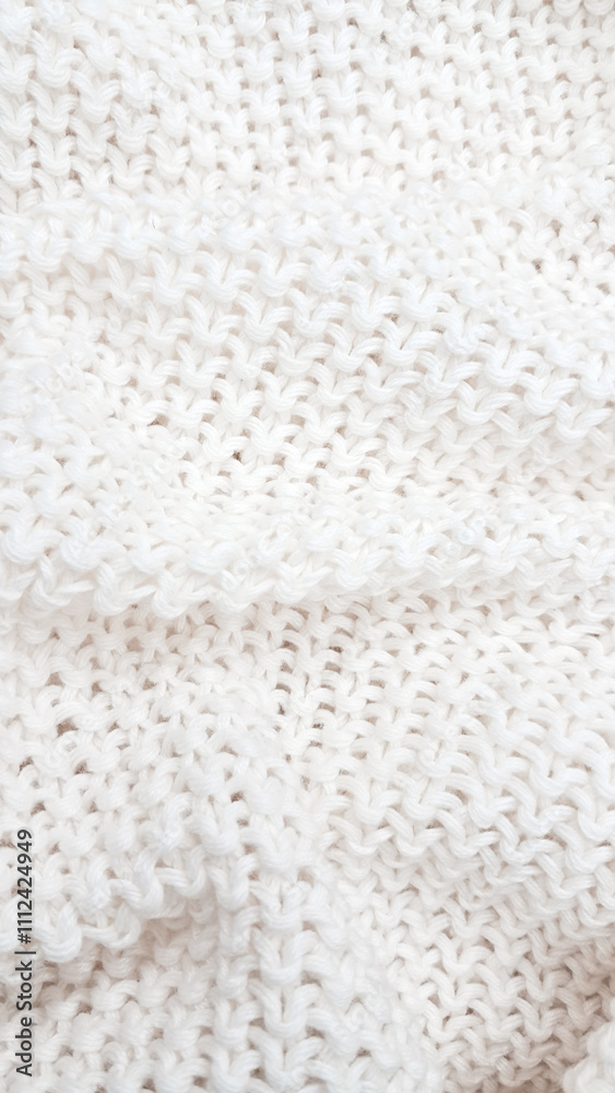 A soft, textured white knitted plaid background with intricate patterns and cozy appeal. A soft, textured white knitted plaid background with intricate patterns and cozy appeal.