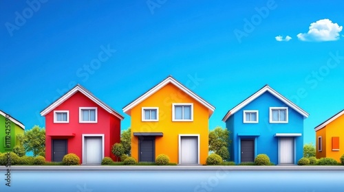 Colorful Houses on Clear Day