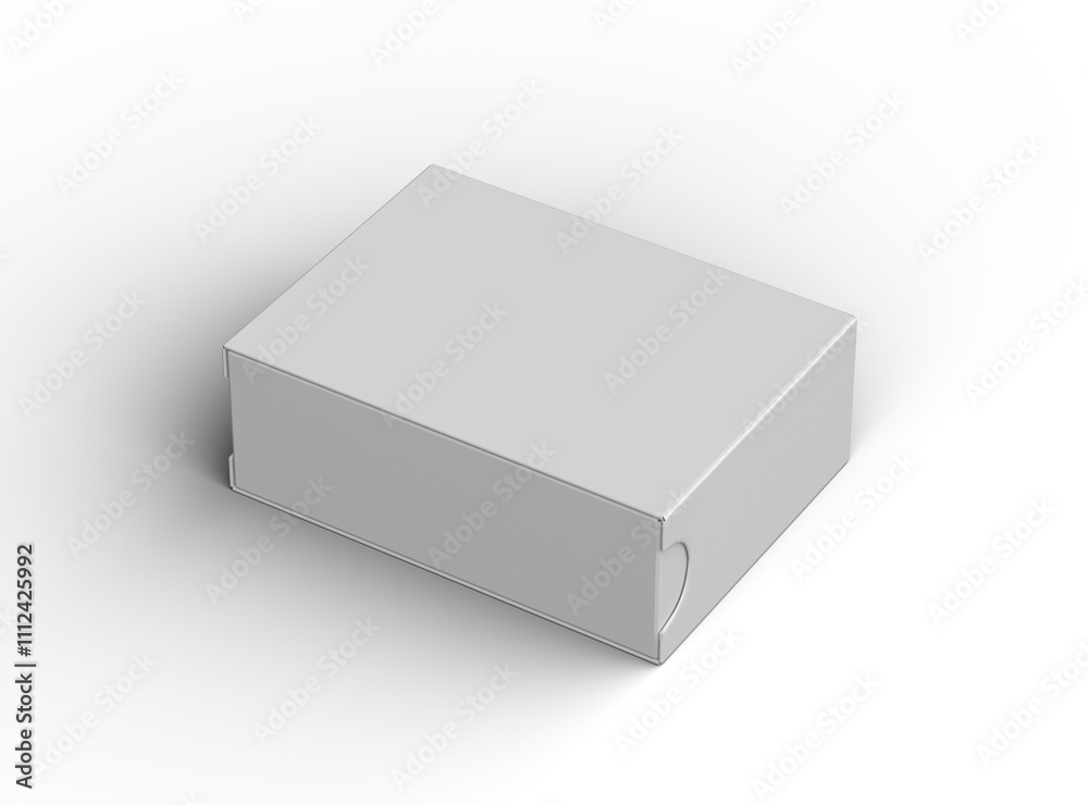 Rendered image of a wide rectangular sliding drawer box on a transparent background Rendered image of a wide rectangular sliding drawer box on a transparent background
