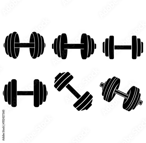 Dumbbell icon. Set of different dumbbell. dumbbell icon silhouette vector illustration