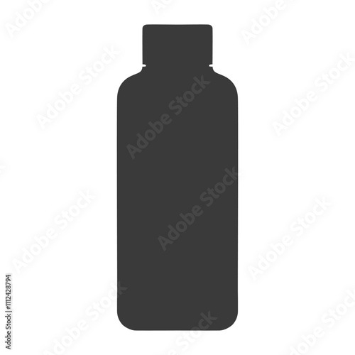 Black skin care cosmetic bottle silhouette flat isolated vector illustration