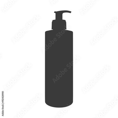 Cosmetic bottle silhouette isolated vector illustration. Body or skincare moisturizer lotion