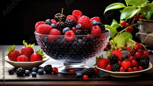 blueberries fruit on a table photo