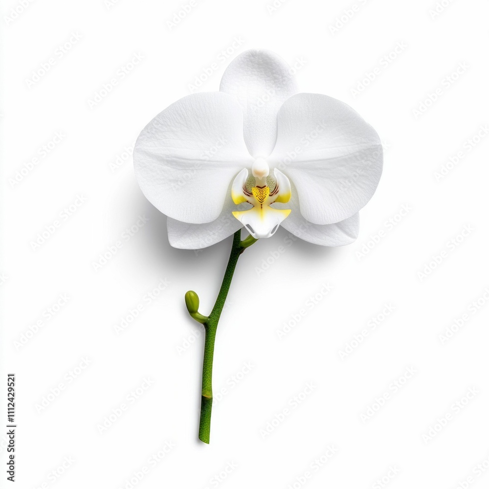 Obraz premium White Orchid Flower on a White Background