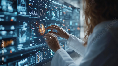 Doctor Interacting with Advanced Digital Medical Interface