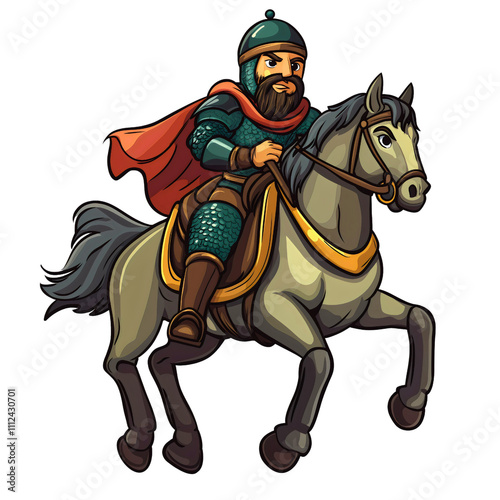 Wallpaper Mural Brave medieval knight illustration, heroic warrior on horseback, ancient battle armor design, historic chivalry symbol, sword and shield character art Torontodigital.ca