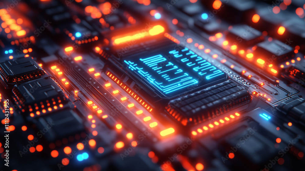 Futuristic LED Circuit Board with Vibrant Neon Colors Futuristic LED Circuit Board with Vibrant Neon Colors