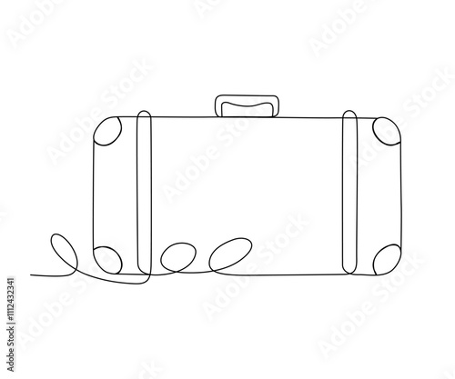 One line art of suitcase vector art illustration