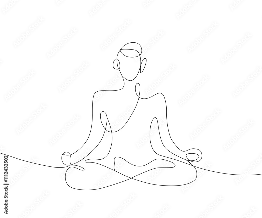 Single line art of lotus pose yoga vector art illustration Single line art of lotus pose yoga vector art illustration