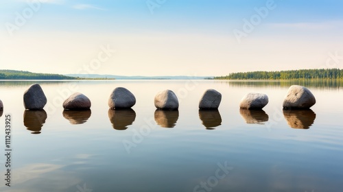 reflection rock in water photo