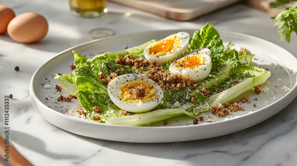 Grilled Caesar Salad with Anchovy Vinaigrette and Sourdough Crumbs, Appetizer Photography Grilled Caesar Salad with Anchovy Vinaigrette and Sourdough Crumbs, Appetizer Photography