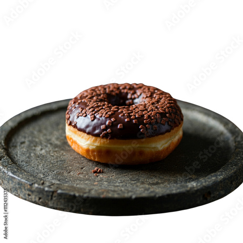 Chocolate-Glazed Donuts with Colorful Sprinkles on transparent background