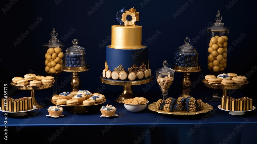 table navy blue gold