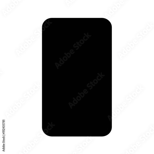 Black simple flat rectangle rounded corners shape pictogram isolated on transparent background, icon