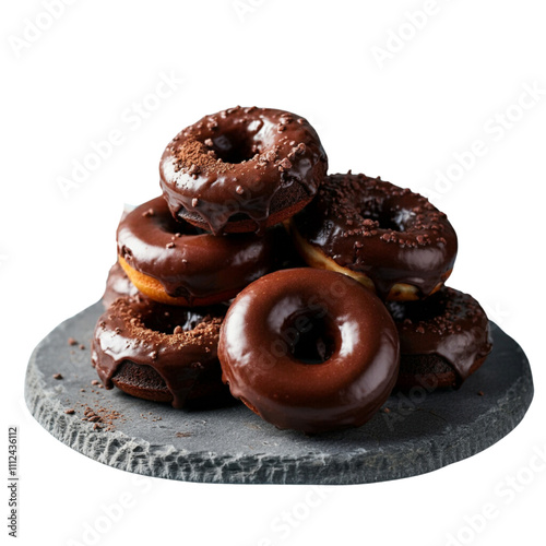 Chocolate-Glazed Donuts with Colorful Sprinkles on transparent background