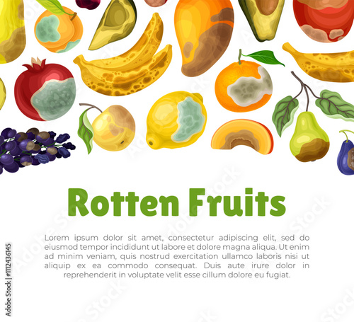 Rotten Fruit Banner Design with Stinky Crop Vector Template