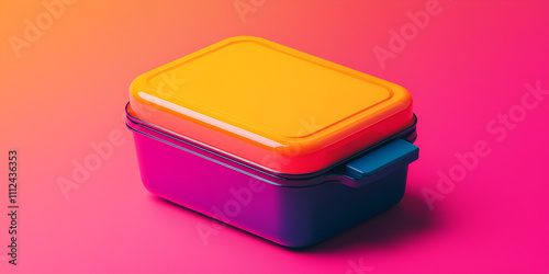 Minimalist Colorful Lunchbox with Gradient Background photo