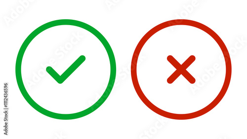green tick mark and red cross mark icon set