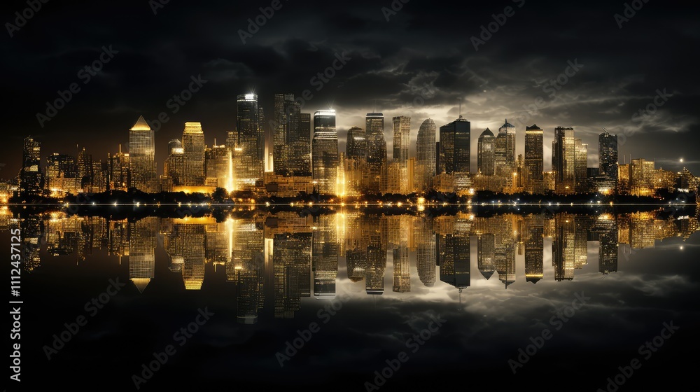 Fototapeta premium night gold reflection