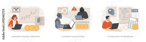 AI in Finance and Accounting abstract concept vector illustrations.