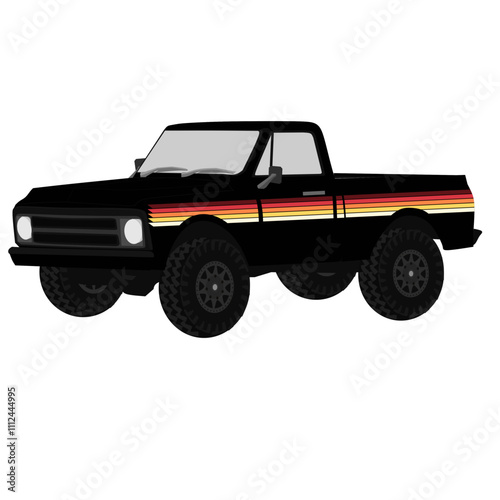Off road pick up truck with retro stripe decal 