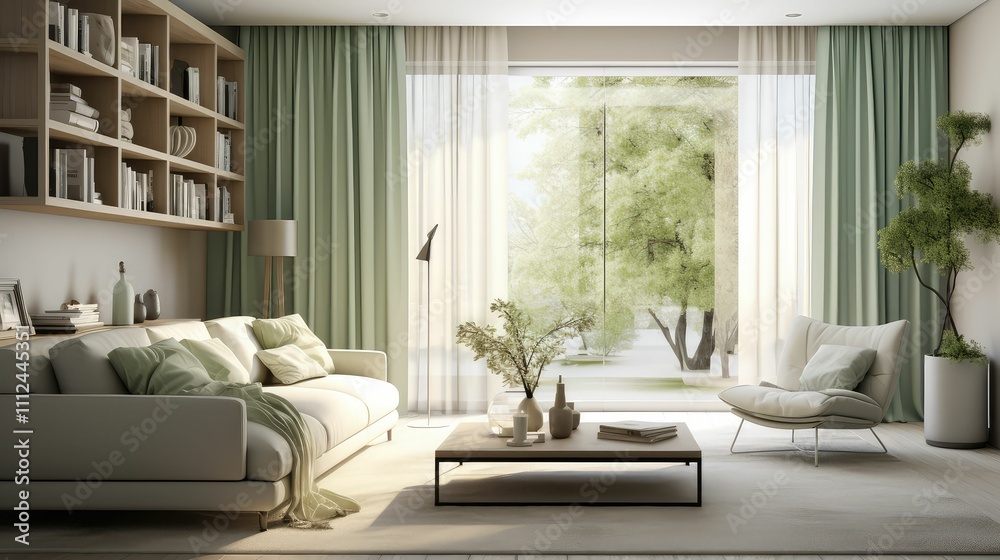 Fototapeta premium home curtains green