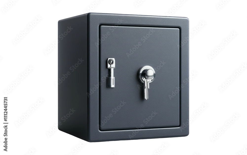 Secure Safe with Key Lock on Transparent Background Secure Safe with Key Lock on Transparent Background