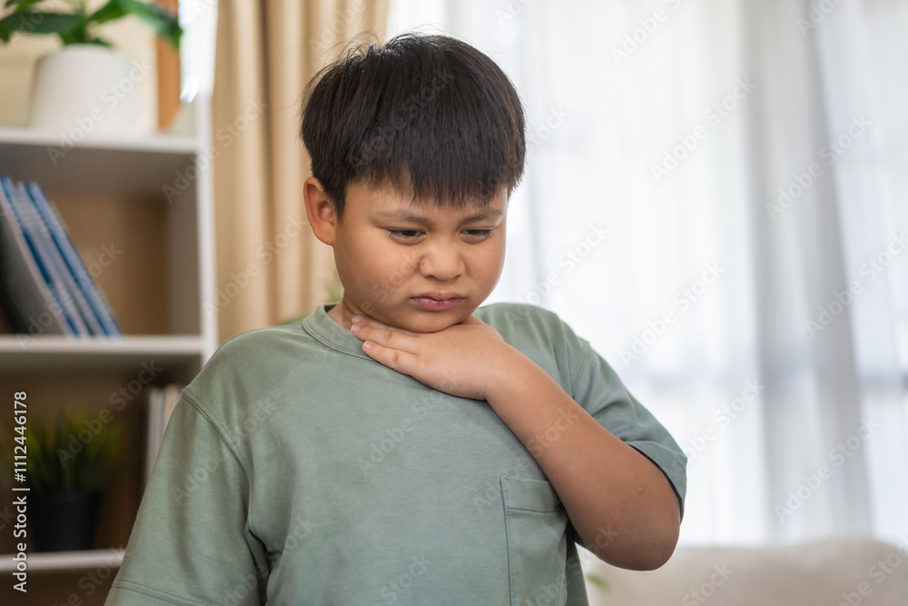 Sick asian boy touching neck unwell coughing with sore throat pain,lung cancer,bronchitis,Bronchial Asthma,Tuberculosis,pneumonia,covid-19,eco air pollution pm2.5.insurance and hospital Sick asian boy touching neck unwell coughing with sore throat pain,lung cancer,bronchitis,Bronchial Asthma,Tuberculosis,pneumonia,covid-19,eco air pollution pm2.5.insurance and hospital