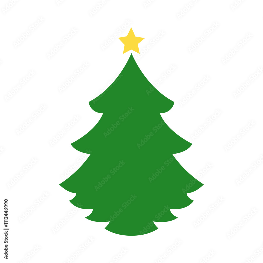 green christmas tree vector illustration christmas icon tree golden star on top green christmas tree vector illustration christmas icon tree golden star on top