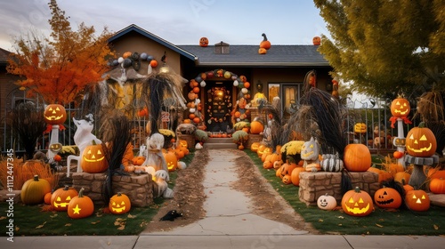 skeletons trick of treat houses photo