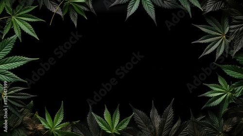 dark marijuana leaf border