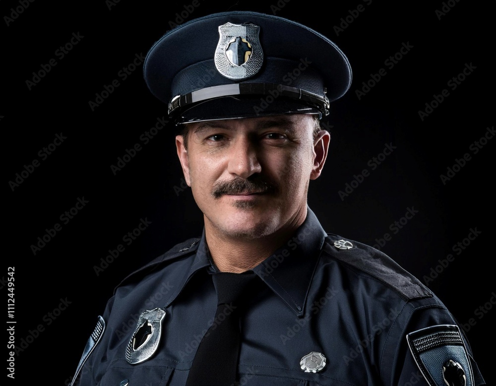 Police officer in uniform, symbolizing law enforcement, security, and public service. Police officer in uniform, symbolizing law enforcement, security, and public service.