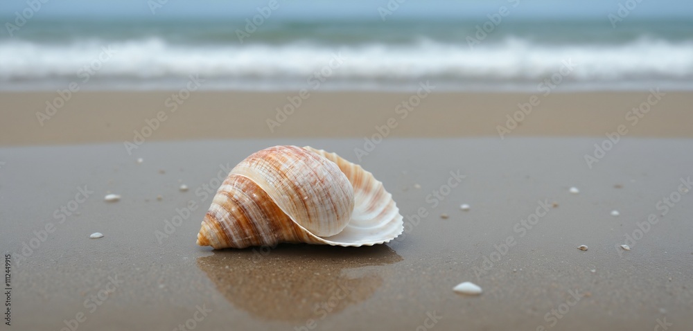 Single Seashell with Ocean Blur Single Seashell with Ocean Blur
