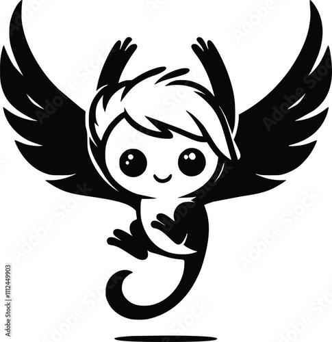 Black and White Illustration of an Acrobat Archaeopteryx