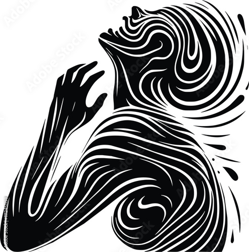 Black and White Illustration of Agitation Ripples