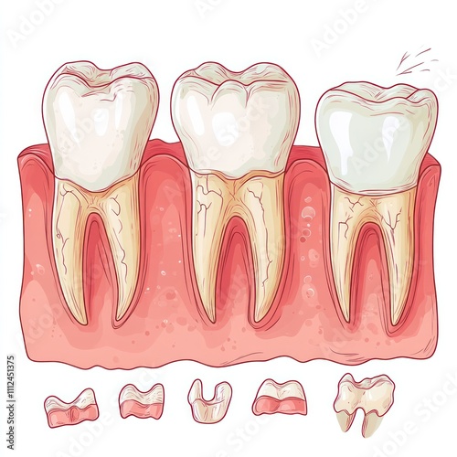 Dental Anatomy: Illustration of Teeth and Gum Structures photo