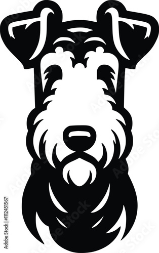 Black and White Illustration of an Airedale Terrier