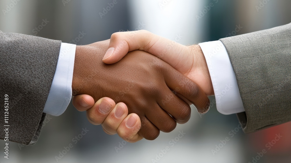 Business Handshake in Urban Setting - Two Professionals Closing a Deal