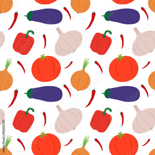 Seamless pattern with vegetable. Vector illustration.