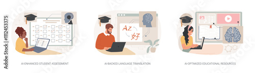 Artificial Intelligence in Education abstract concept vector illustrations.