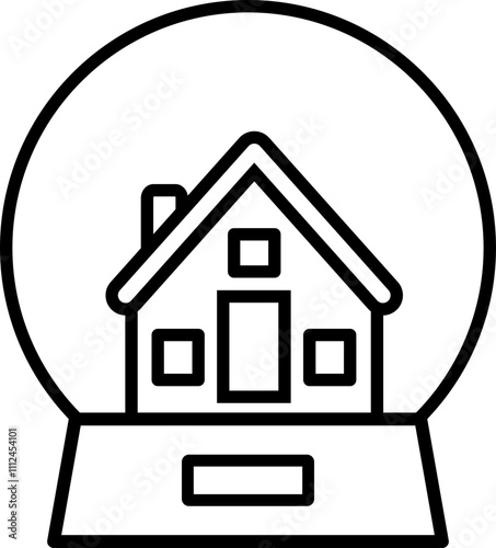 House snow globe isolated.
Christmas themed snowball icon. 
Transparent background.