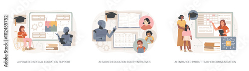 AI Technology in Education abstract concept vector illustrations.