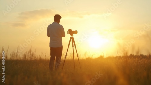 Wallpaper Mural Photographer capturing sunset in an open field during golden hour Torontodigital.ca