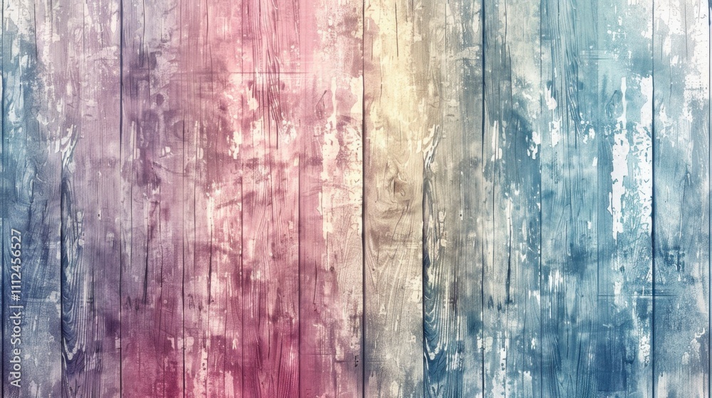 Obraz premium A soft, colorful wood pattern with faded pastels and subtle grain texture, ideal for a modern abstract wallpaper