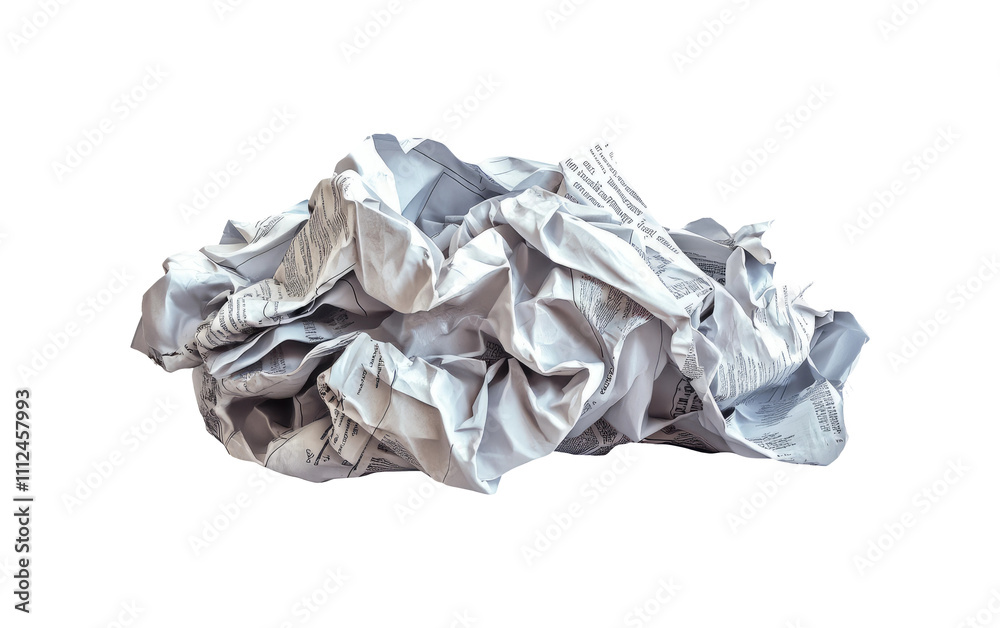 Crumpled Paper on Transparent Background Crumpled Paper on Transparent Background