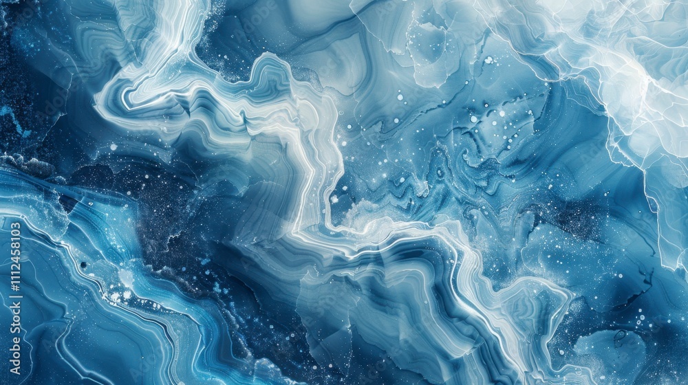Obraz premium A vibrant blue marble ink pattern with swirling waves and fluid textures, perfect for backgrounds or wallpaper